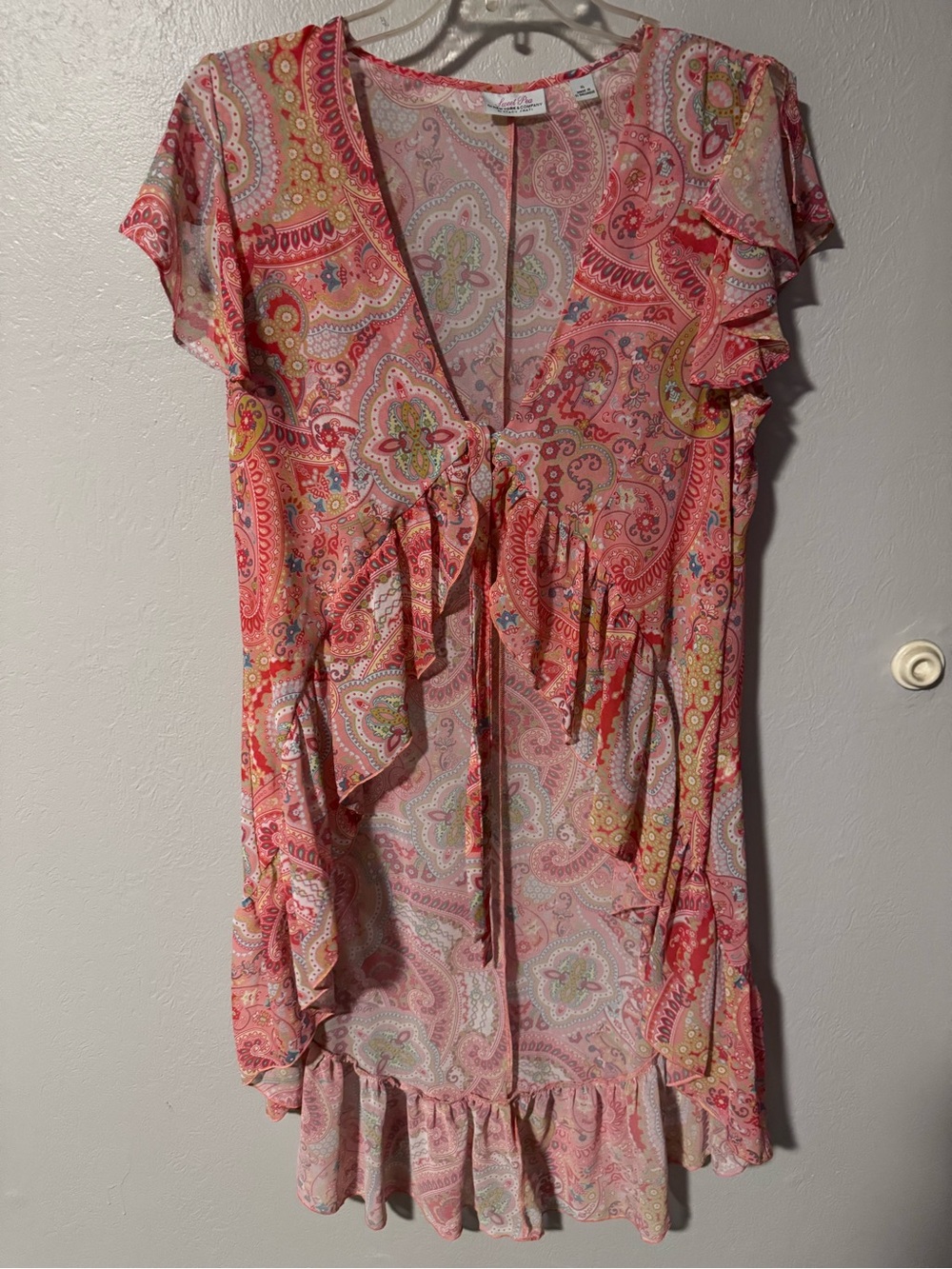 Women’s Pink Paisley Tie-Front Kimono